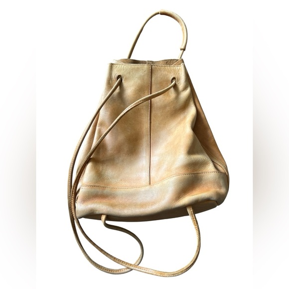 Able Tan Leather Drawstring Backpack - Picture 1 of 12